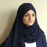 Stylish Turban Hijab, ready to wear hijab, chapel scarf, Scarf Handmade,  Pret A Porter Hijab, Dark blue hijab, Muslim fashion, Turban