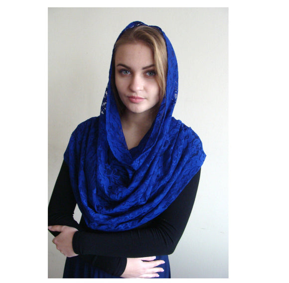 Electrick blue Infinity lace scarf,