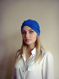 Women's blue turban hat