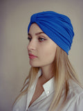 Women's blue turban hat