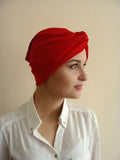 Women's red turban hat