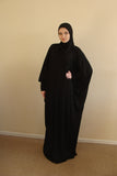 Black Prayer dress, Muslim oversize dress with attached hijab