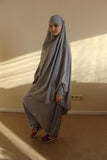 Gray Franch khimar  Muslim sport suit with Harem pants