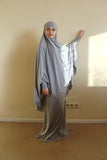 French khimar gray melange sport suit with skirt