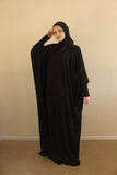 Black Prayer dress, Muslim oversize dress with attached hijab