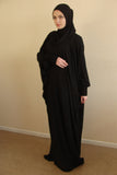 Black Prayer dress, Muslim oversize dress with attached hijab