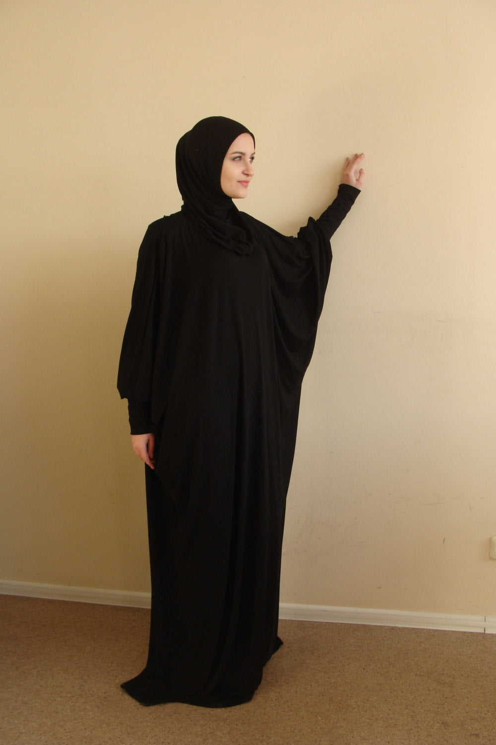Black Prayer dress, Muslim oversize dress with attached hijab –  ScarfTurbanHijab