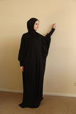 Black Prayer dress, Muslim oversize dress with attached hijab