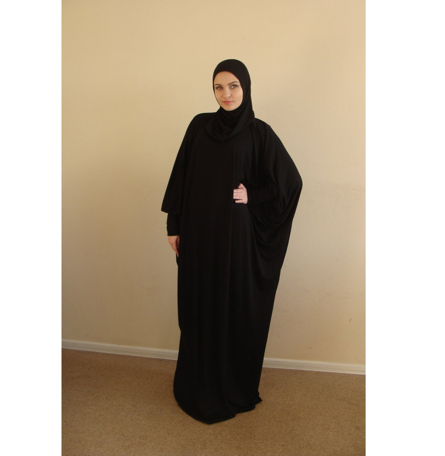 Black Prayer dress, Muslim oversize dress with attached hijab ScarfTurbanHijab Black Prayer dress, Muslim oversize dress with attached hijab ScarfTurbanHijab