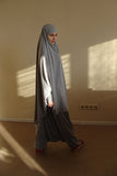 Gray Franch khimar  Muslim sport suit with Harem pants