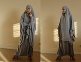 Gray Franch khimar  Muslim sport suit with Harem pants