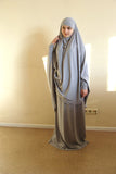 French khimar gray melange sport suit with skirt