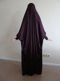 Long Silk Elegant khimar dress Chocolate color