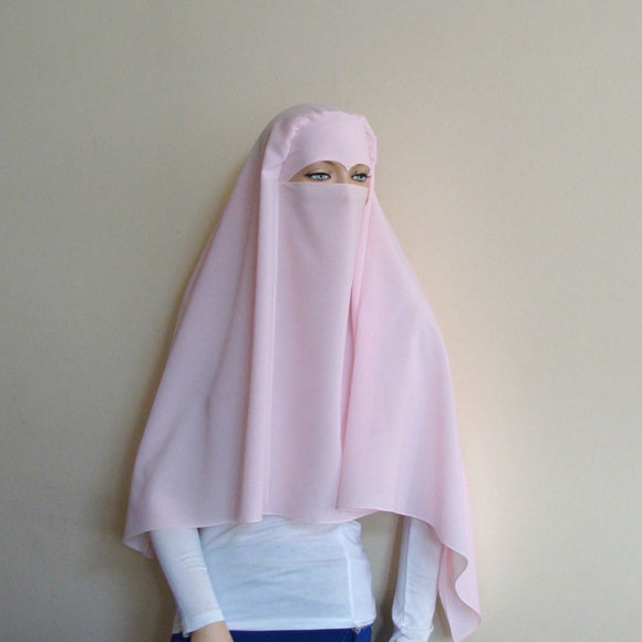 Pink chiffon niqab