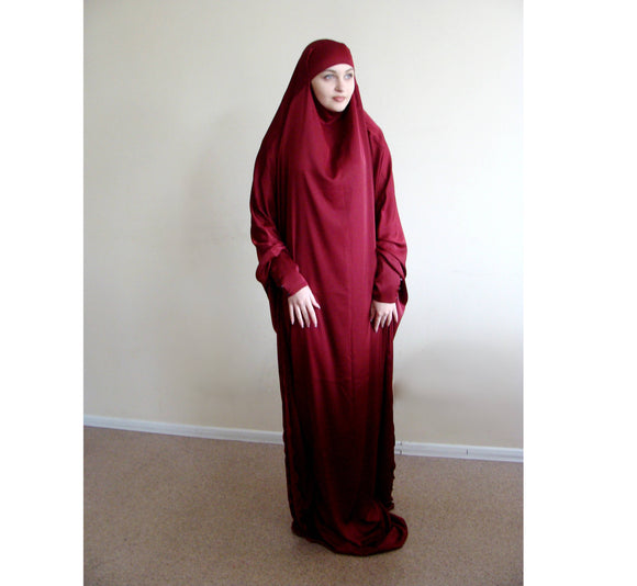 burgundy hijab dress Long Silk Khimar dress Burgundy color – ScarfTurbanHijab
