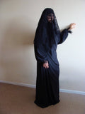 Black Khimar Maxi dress with Lace  veil