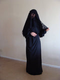 Black Khimar Maxi dress with Lace  veil