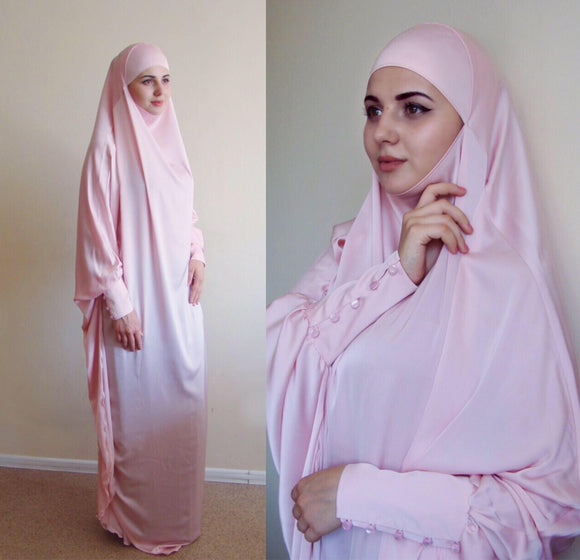 Pink Silk Khimar dress