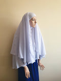 White hijab transformer to niqab with veil