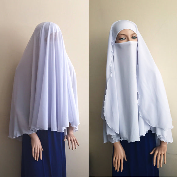 White hijab transformer to niqab with veil