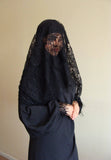 Black Khimar Maxi dress with Lace  veil