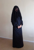 Black Khimar Maxi dress with Lace  veil