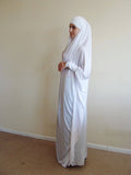 White Silk Khimar dress V silhouette