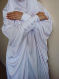 White Silk Khimar dress V silhouette