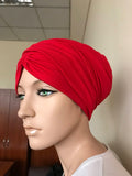 3 in one red hijab, jersey volume ready turban