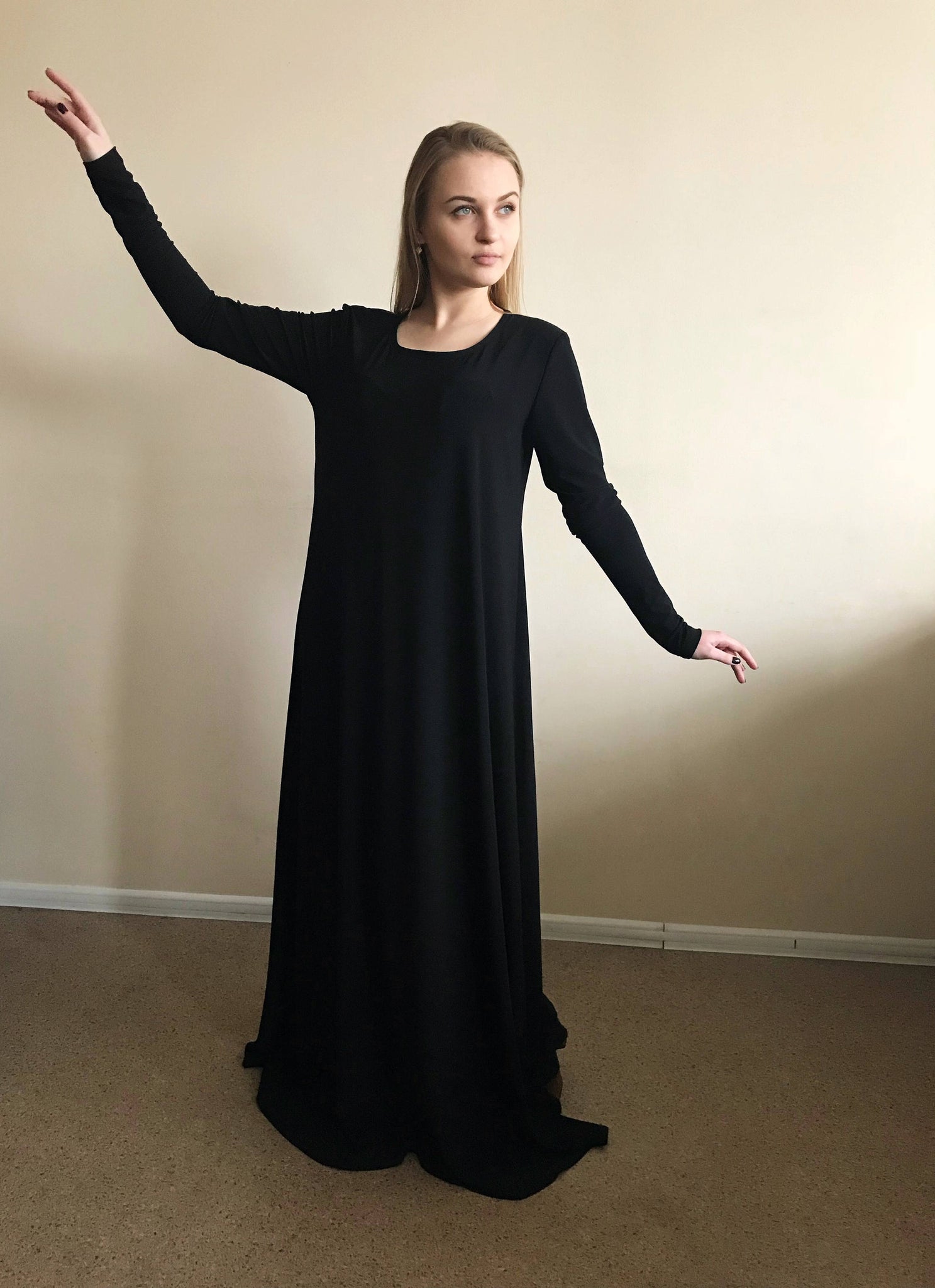 Casual jersey Black Maxi Dress Abaya ScarfTurbanHijab Casual jersey Black Maxi Dress Abaya ScarfTurbanHijab