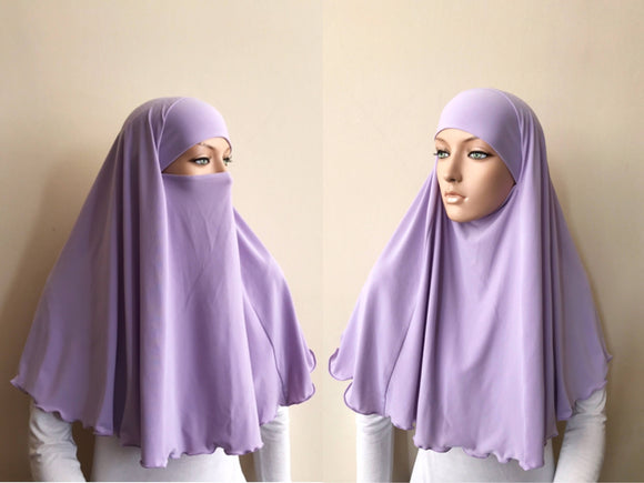 Transformer lilac hijab, burqa, purple niqab, jilbab , traditional hijab, 1 piece hijab, ready  to wear hijab,  prayer shawl
