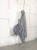 Gray Franch khimar  Muslim sport suit with Harem pants