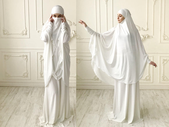 Transformer jersey milk Khimar niqab with skirt