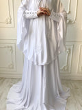 Elegant Muslim bridal white Silk jilbab