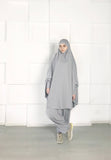 Gray Franch khimar  Muslim sport suit with Harem pants