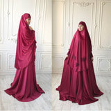 Elegant burgundy jilbab suit with lace decoratoin