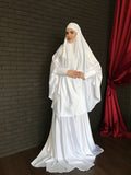 Elegant Muslim bridal white Silk jilbab