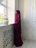 Burgundy Transformer Jilbab suit with skirt