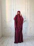 Burgundy Transformer Jilbab suit with skirt