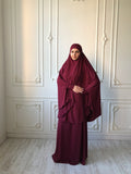 Burgundy Transformer Jilbab suit with skirt