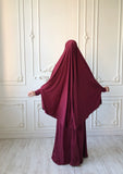 Burgundy Transformer Jilbab suit with skirt