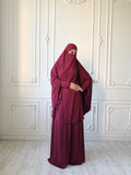 Burgundy Transformer Jilbab suit with skirt