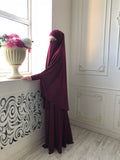 Burgundy Transformer Jilbab suit with skirt