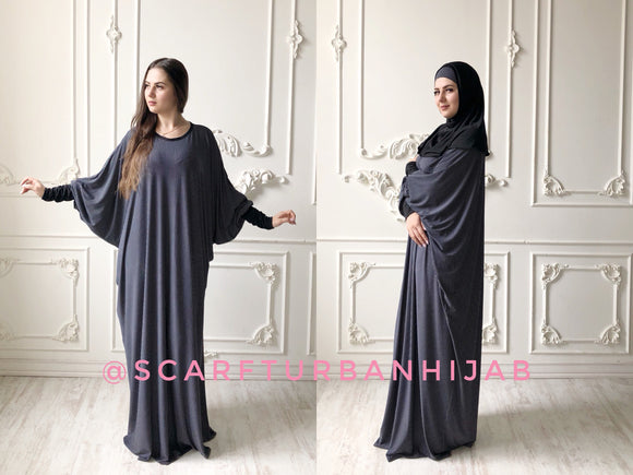 Free size Polka dot Maxi Dress with hijab