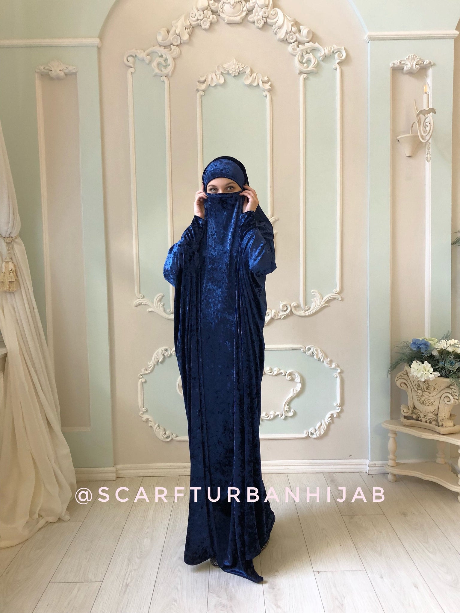 Royal Blue Velvet Dress - Hijabimama