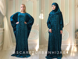 Bohemian emerald velvet Maxi Dress free size with hijab