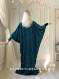 Bohemian emerald velvet Maxi Dress free size with hijab