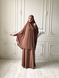 Brown Transformer Jilbab suit with skirt