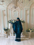 Emerald green velvet Jilbab suit with skirt