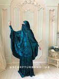 Emerald green velvet Jilbab suit with skirt